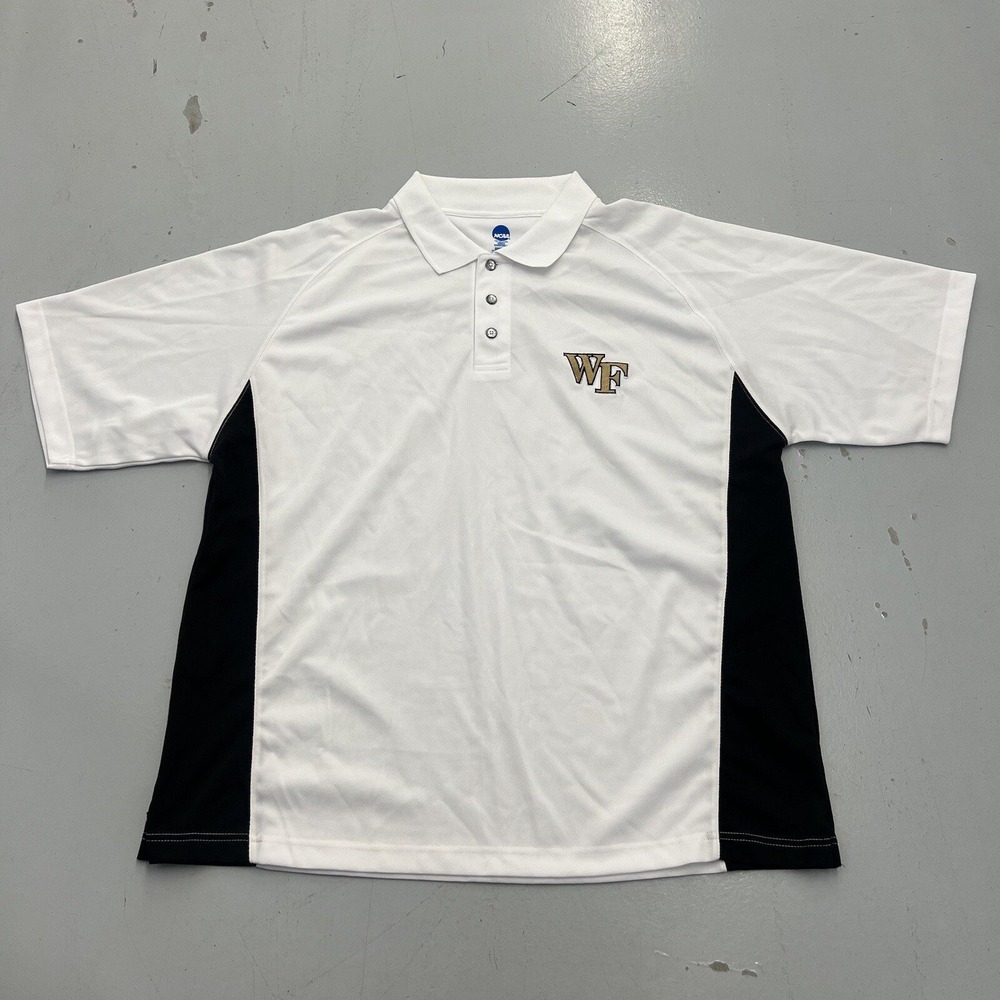 NCAA Wake Forest Demon Deacons Mens XL White Black Performance Polo Shirt